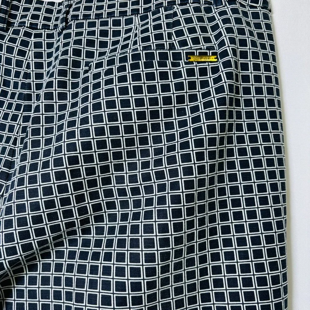 Navy White Plaid Capri Pants Size 14 Mid Rise‎ Slim Crop Career Chic